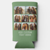 8フォトコラージュ – モダンミニマル緑 スリム缶クーラー (裏面)