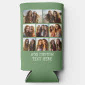 8フォトコラージュ – モダンミニマル緑 スリム缶クーラー (正面)