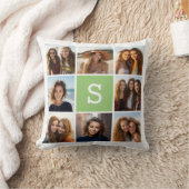 8フォトコラージュ – ライムグリーンモノグラム クッション (ブランケット)