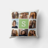 8フォトコラージュ – ライムグリーンモノグラム クッション (裏面)