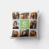 8フォトコラージュ – ライムグリーンモノグラム クッション (正面)