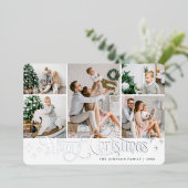 8フォトスパークルメリークリスマスシルバー 箔シーズンカード (立ち正面)