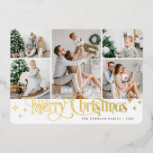 8フォトスパークルメリークリスマス金ゴールド 箔シーズンカード (正面)