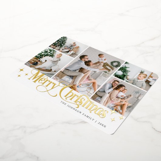 8フォトスパークルメリークリスマス金ゴールド 箔シーズンカード (回転した状態)