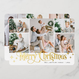 8フォトスパークルメリークリスマス金ゴールド 箔シーズンカード