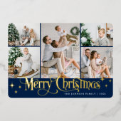 8フォトスパークルメリークリスマス金ゴールド 箔シーズンカード (正面)