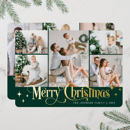 8フォトスパークルメリークリスマス金ゴールド 箔シーズンカード