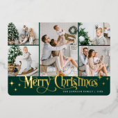8フォトスパークルメリークリスマス金ゴールド 箔シーズンカード (正面)