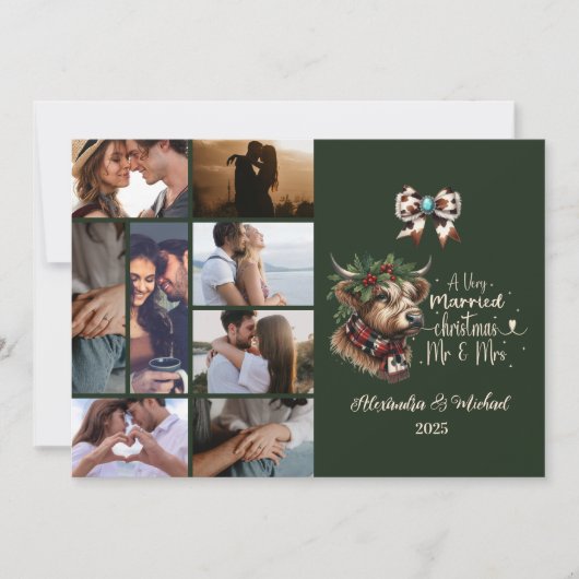 8フォトハイランド牛メリークリスマスミセスとミスター シーズンカード (正面)