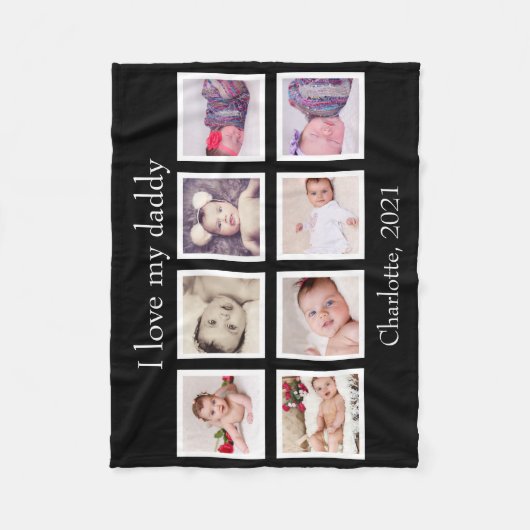 8フォトパーソナライズされた文字カスタム(黒) フリースブランケット (正面)