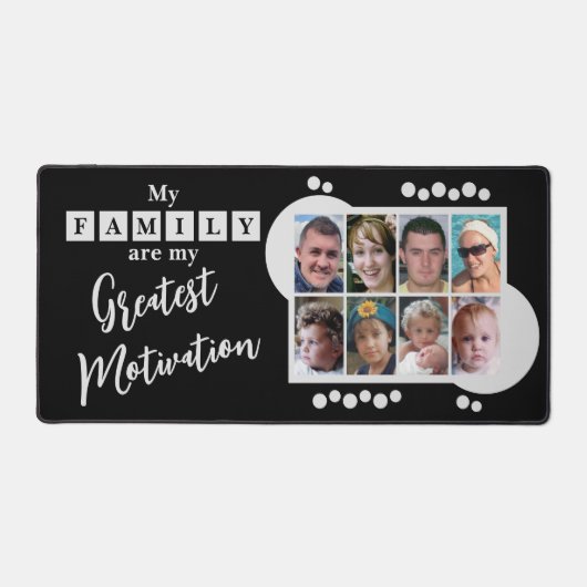 8フォトファミリーのモチベーション灰色の黒 デスクマット (正面)
