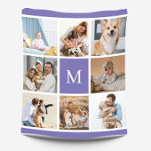 8フォトファミリーコラージモノグラムパープルカスタム フリースブランケット