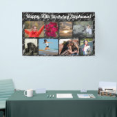 8フォトブラック大理石コラージュ誕生日パーティー 横断幕 (トレードショー)