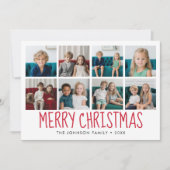 8フォトメリークリスマスレッドパターン シーズンカード (正面)