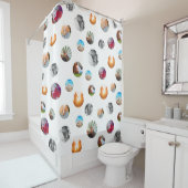 8フォト水玉模様テンプレートサークル白地 シャワーカーテン (インサイチュ)