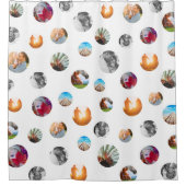 8フォト水玉模様テンプレートサークル白地 シャワーカーテン (正面)