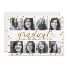8フォト金ゴールドグリッタールック卒業招待状