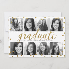8フォト金ゴールドグリッタールック卒業招待状 招待状