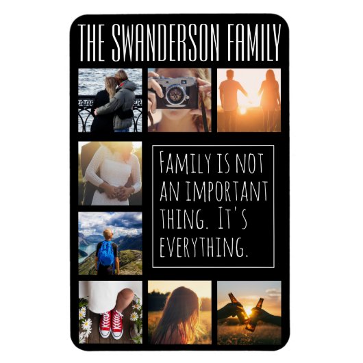 8フレームパーソナライズされたコラージュ黒 マグネット (縦)