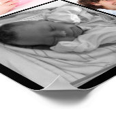 8ベビーフォトモダンコラージピンクブ縁どラック ポスター (角)