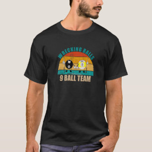 8ボールおもしろいビリヤード9チーム難破ボール9ボール Tシャツ