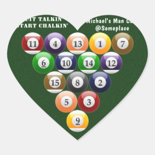 8ボールの棚のビリヤードボールの8ボールのプールのゲーム ハートシール