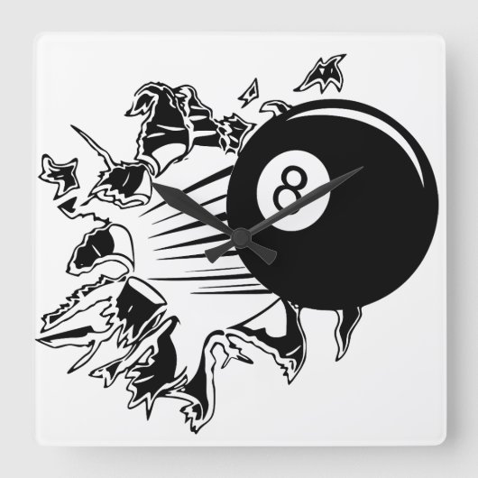 8ボールの突破 スクエア壁時計 (正面)