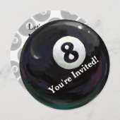 8ボールアート誕生日パーティーラウンド招待状 招待状 (正面/裏面)
