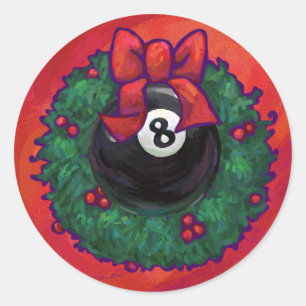 8ボールクリスマスウィースレッド ラウンドシール