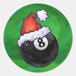 8ボールクリスマスグリーン ラウンドシール