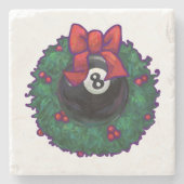 8ボールクリスマスリースグリーン ストーンコースター (正面)
