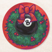 8ボールクリスマスリース ラウンドペーパーコースター (正面)