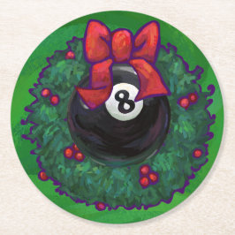 8ボールクリスマスリース ラウンドペーパーコースター