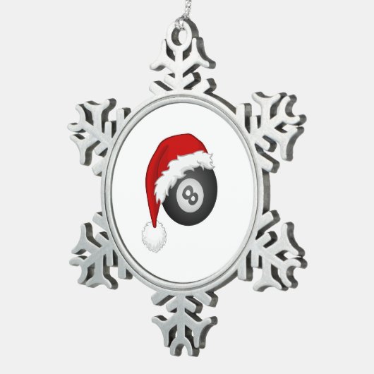 8ボールサンタハットクリスマスビリおもしろいティードスヌーカー スノーフレークピューターオーナメント (右)