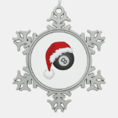 8ボールサンタハットクリスマスビリおもしろいティードスヌーカー スノーフレークピューターオーナメント (正面)