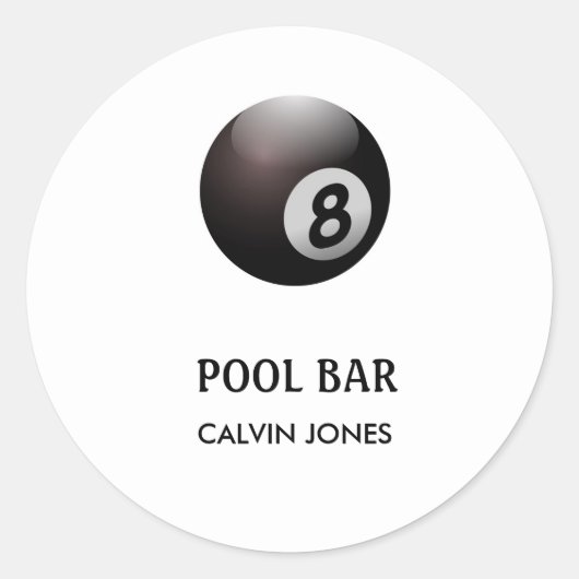 8ボールプールバー白 ラウンドシール (正面)