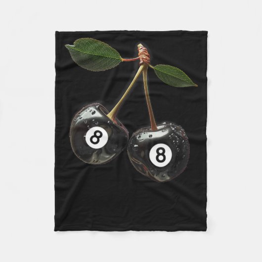 8ボールプールビリヤード選手のさくらんぼ フリースブランケット (正面)