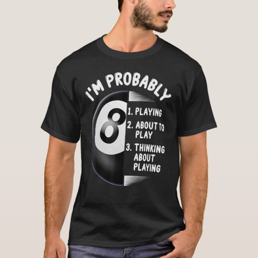 8ボールプールプレーヤーのビリヤード Tシャツ (正面)