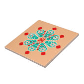 8ポイントマンダラマンダラ、ターコイズ&ピーチ タイル (側面)