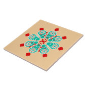 8ポイントマンダラ – ターコイズと桃 タイル (側面)