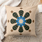 8ポイントマンダラ、チョコレート、タン、ベージュ、ブルー クッション (ブランケット)