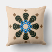 8ポイントマンダラ、チョコレート、タン、ベージュ、ブルー クッション (裏面)