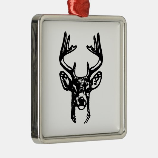 8ポイント木びき台の白い尾シカ メタルオーナメント (右)