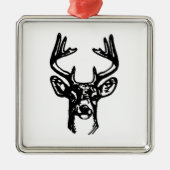 8ポイント木びき台の白い尾シカ メタルオーナメント (正面)