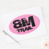 8マイルトレイルランニングズデカールブラックonピンク 楕円形シール (封筒)