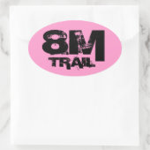 8マイルトレイルランニングズデカールブラックonピンク 楕円形シール (バッグ)