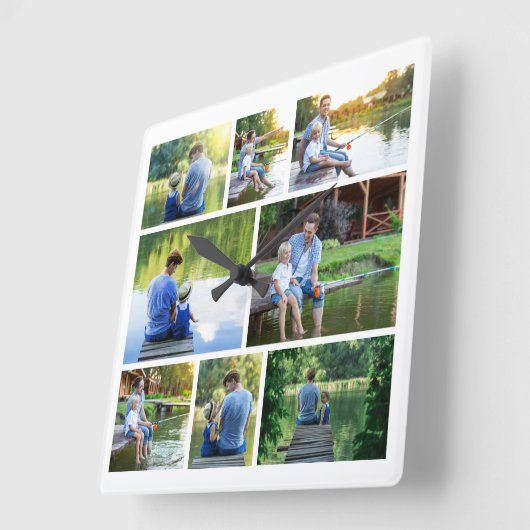 8モダンスタイリッシュ枚の写真 スクエア壁時計 (傾斜)