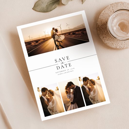 8モダンファンシー写真コラージュ結婚式の日付を保存 招待状