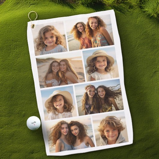 8モダンミニマル枚のフォトグリッドのコラージュ – 白 ゴルフタオル