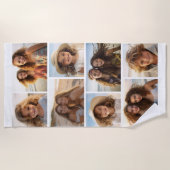 8モダンミニマル枚のフォトグリッドのコラージュ – 白 ビーチタオル (正面)